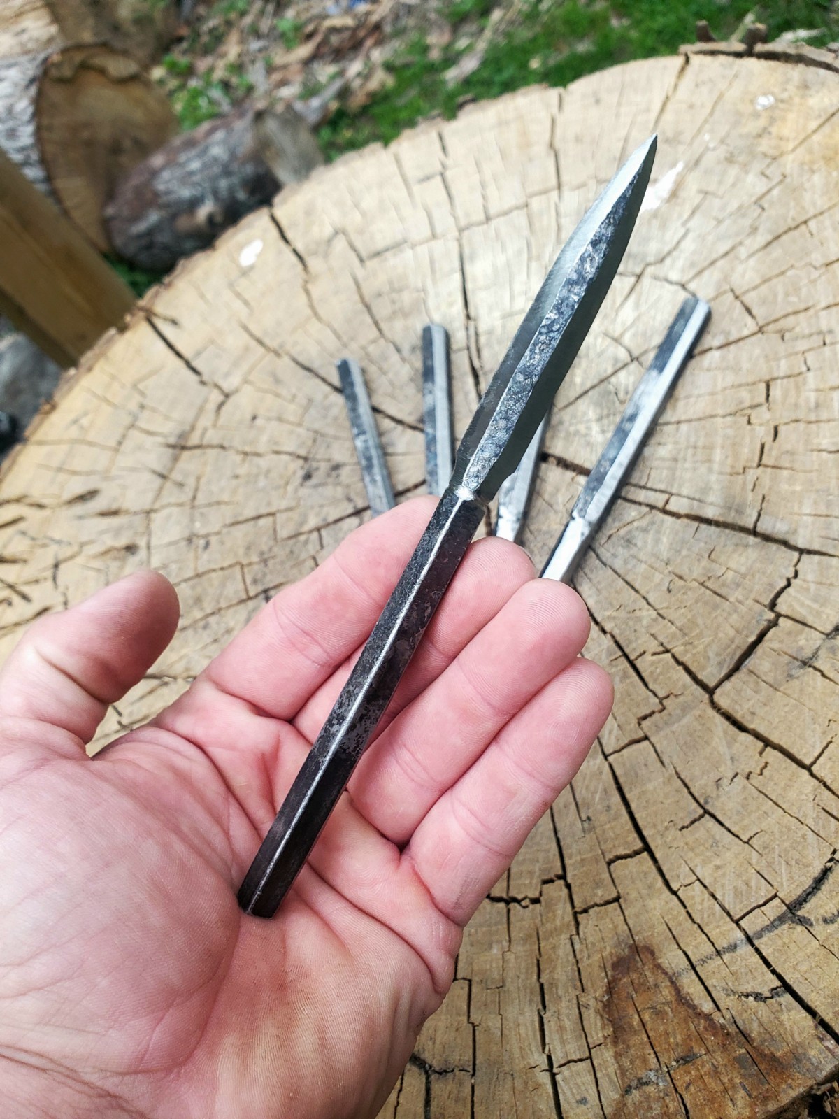 Handforged Ninja Ghost Bo Throwing Spike Hexagon Blade 7 Inch No Spin 