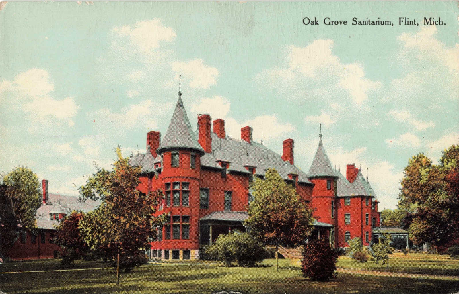 ASYLUM Flint MI c.1908 Oak Grove Hospital Sanitarium Home for the Feeble Minded