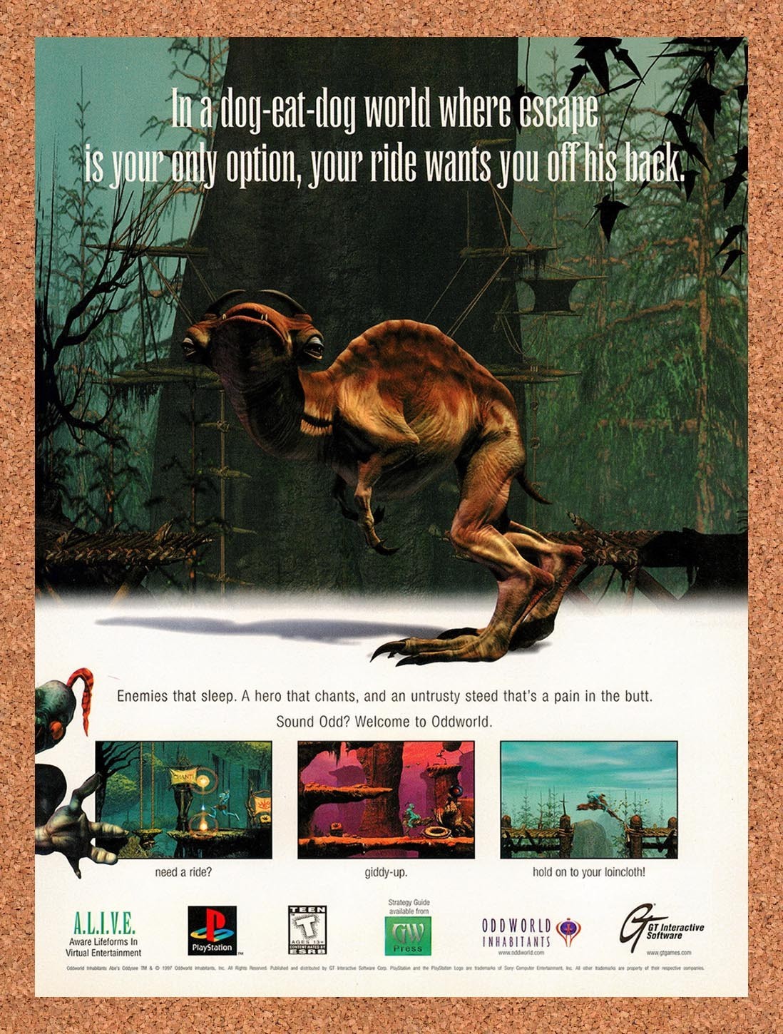 1997 Oddworld Abes Oddysee PS1 Original Advertisement / Retro Promo v9