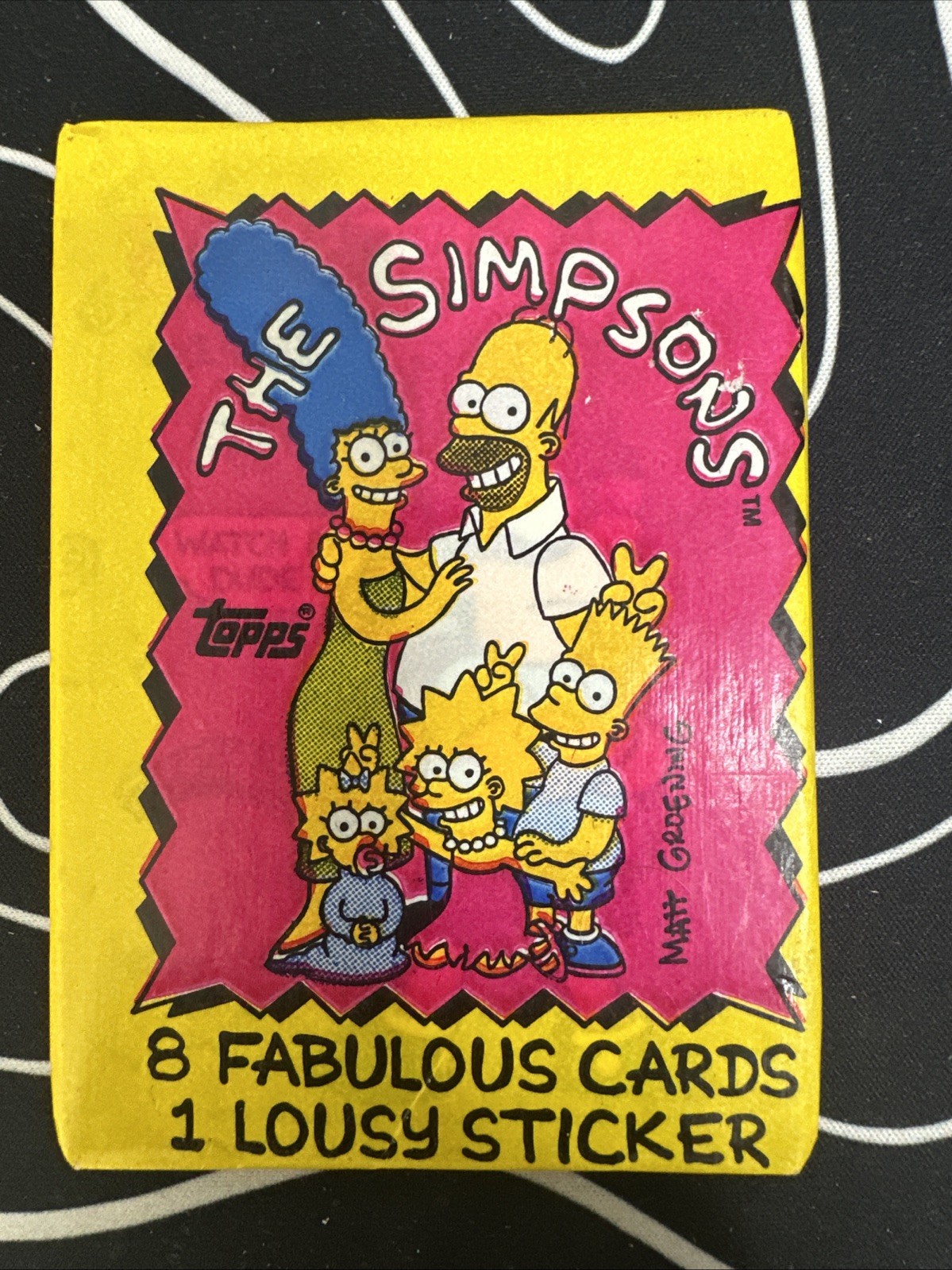 1990 Topps The Simpsons Sealed Pack With Bartman Sticker #1 Showing On Top