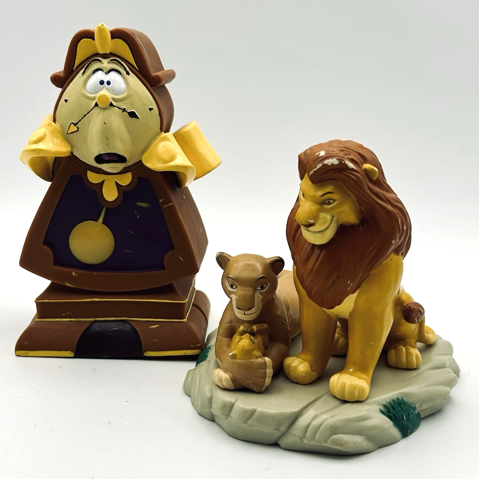 Vtg 90s Disney Nostalgia Lot BatB Cogsworth Clock Coin Bank Lion King Pride Rock