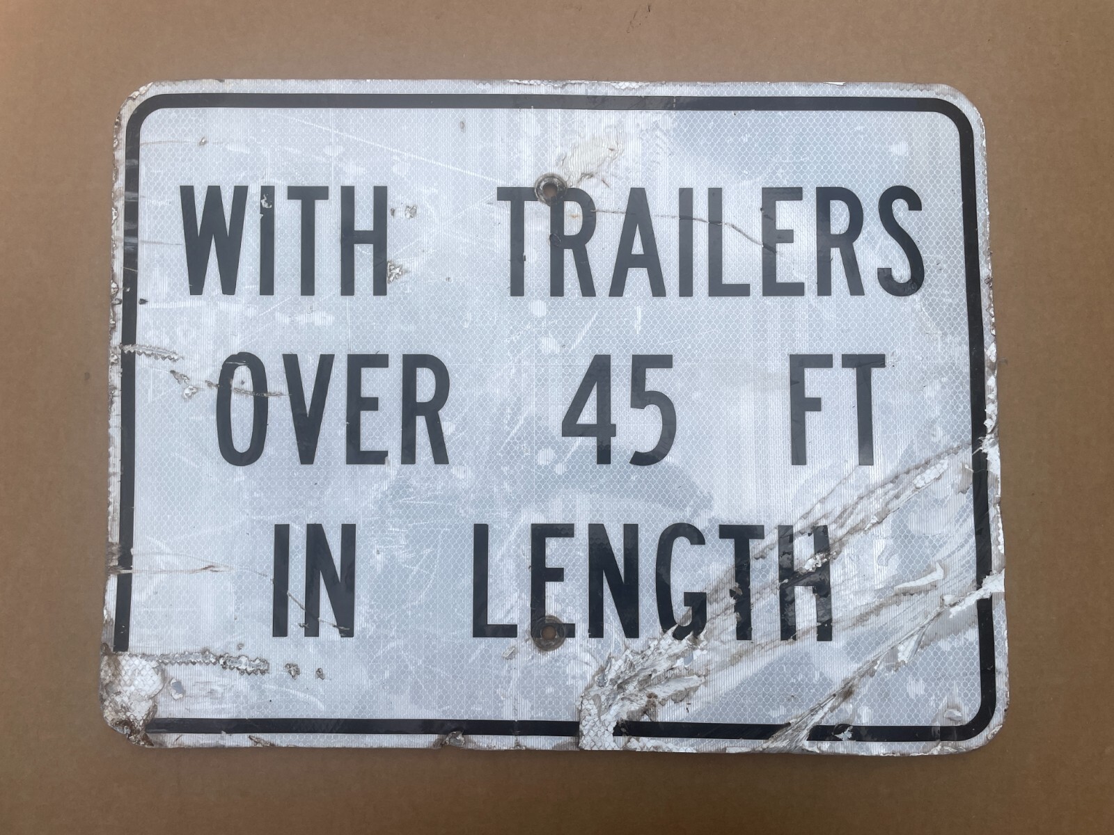 RARE Vintage Authentic Retired “WITH TRAILERS OVER 45 FT” Road Street Sign 18x24