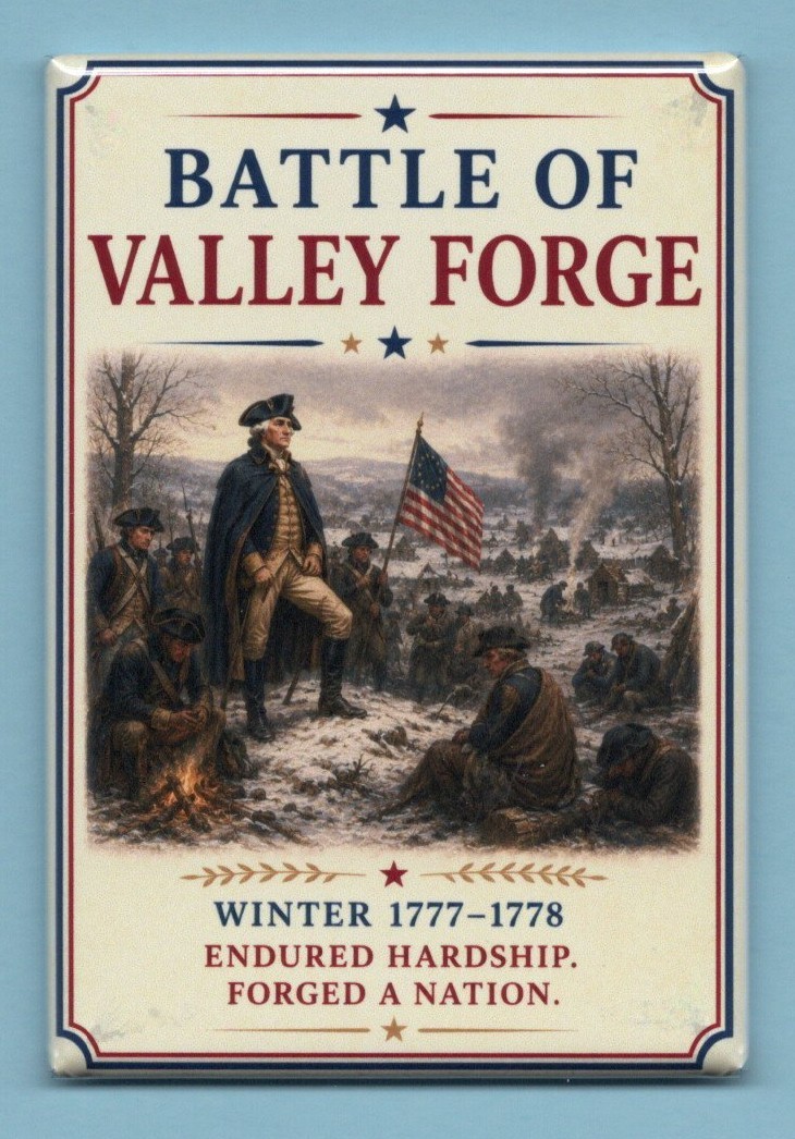 BATTLE OF VALLEY FORGE *2x3 FRIDGE MAGNET* REVOLUTIONARY WAR INDEPENDENCE WINTER