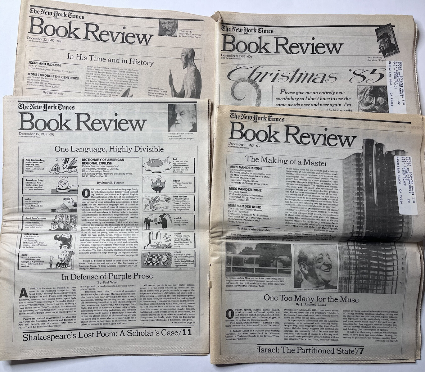 The New York Times Book Review Lot 4 December 1984
