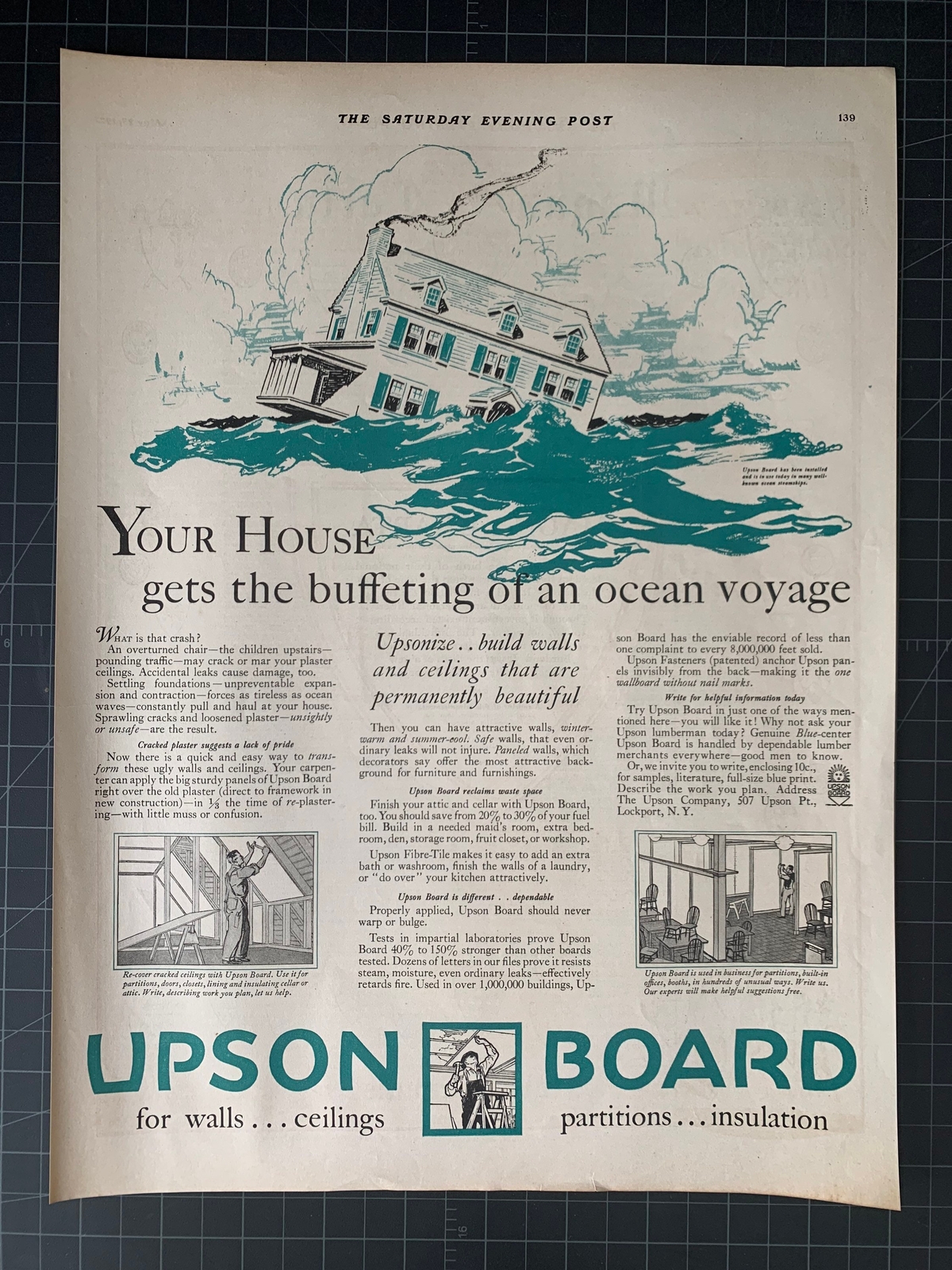 Vintage 1927 Upson Board Lumber Print Ad