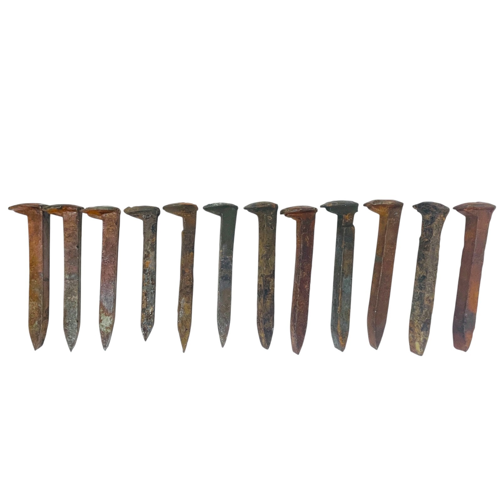 Antique Railroad Spikes Authentic Rusty Patina Industrial Art & Decor, 12 Pc