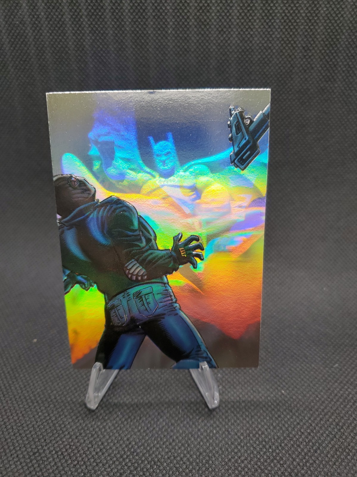 1996 Fleer DC Outburst #2 Batman Holoburst Hologram Card Swings Into Action RARE
