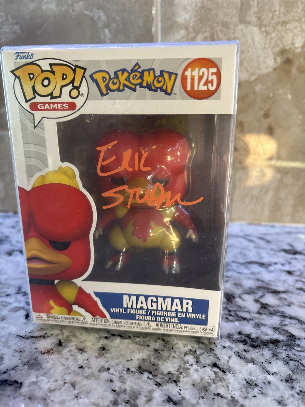 Signed Eric Stuart Funko Pop Vinyl: Pokémon Magmar 1125 W/Protector TSA COA