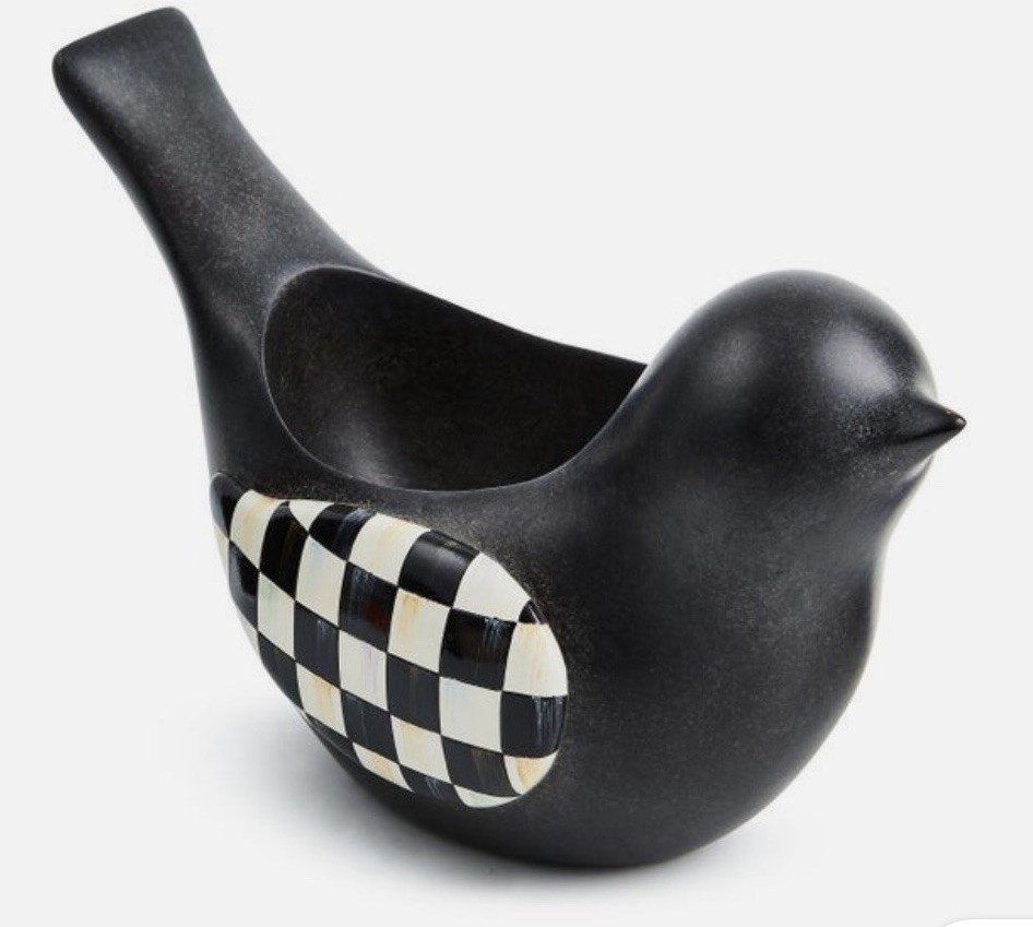 Brand New Mackenzie Childs Courtly Check Birdy Planter