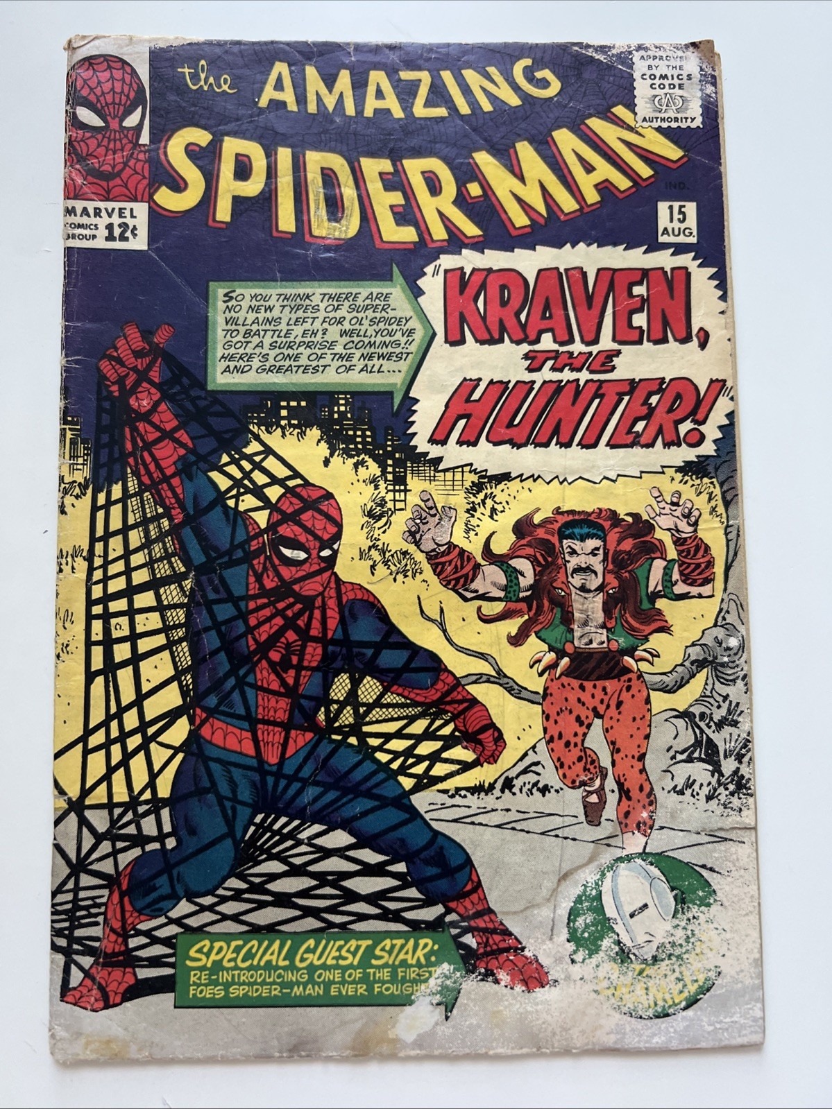 AMAZING SPIDER-MAN #15 FN 6.0 AUGUST 1964 1ST APP KRAVEN MARVEL COMICS
