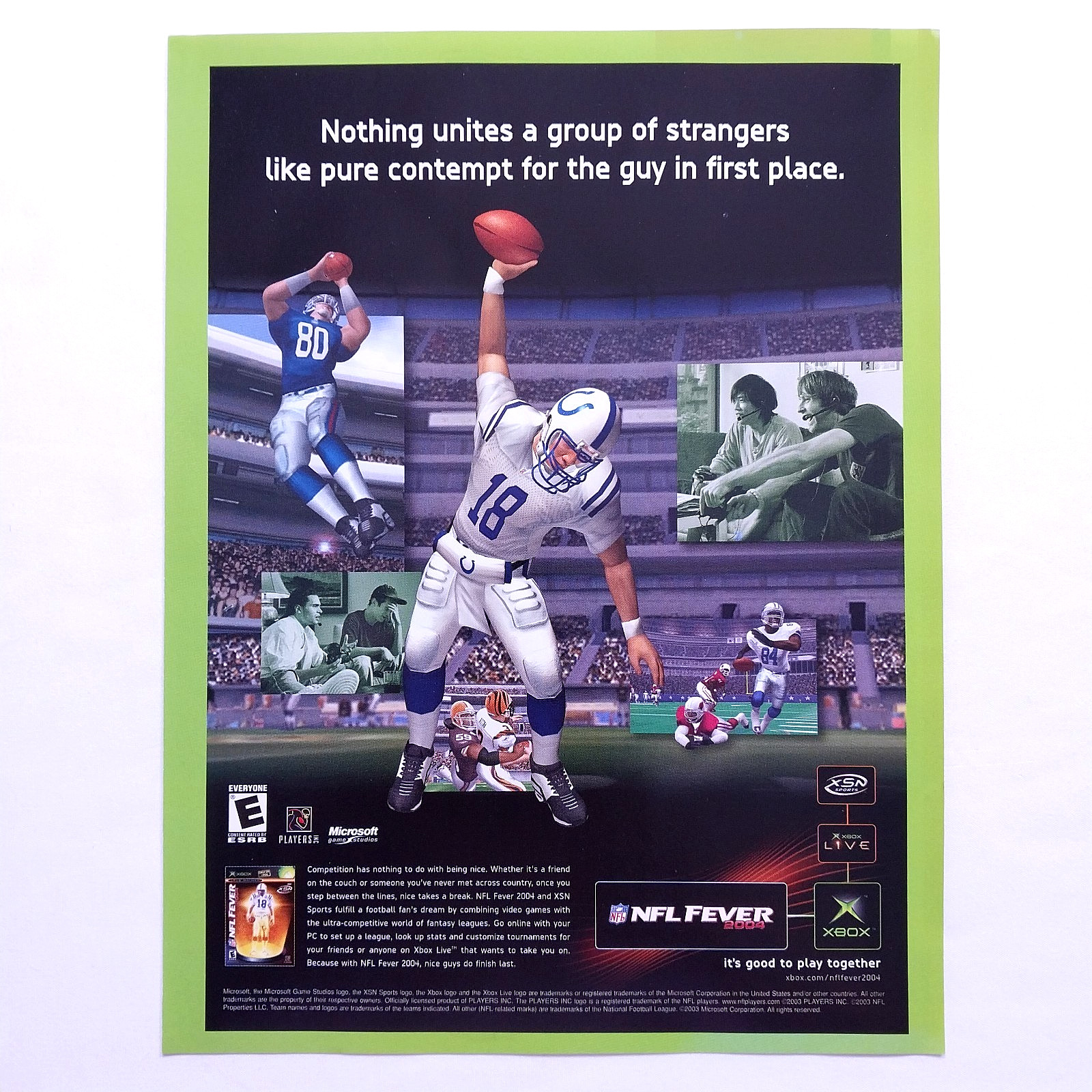 2003 NFL Fever 2004 Video Game Promo Vintage Print Ad - Y2K Ready to Frame Art