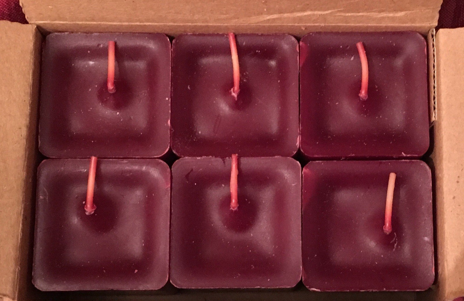 PartyLite RASPBERRY / MULBERRY Scent Plus Square Votive Candles K0228 New 6 HTF