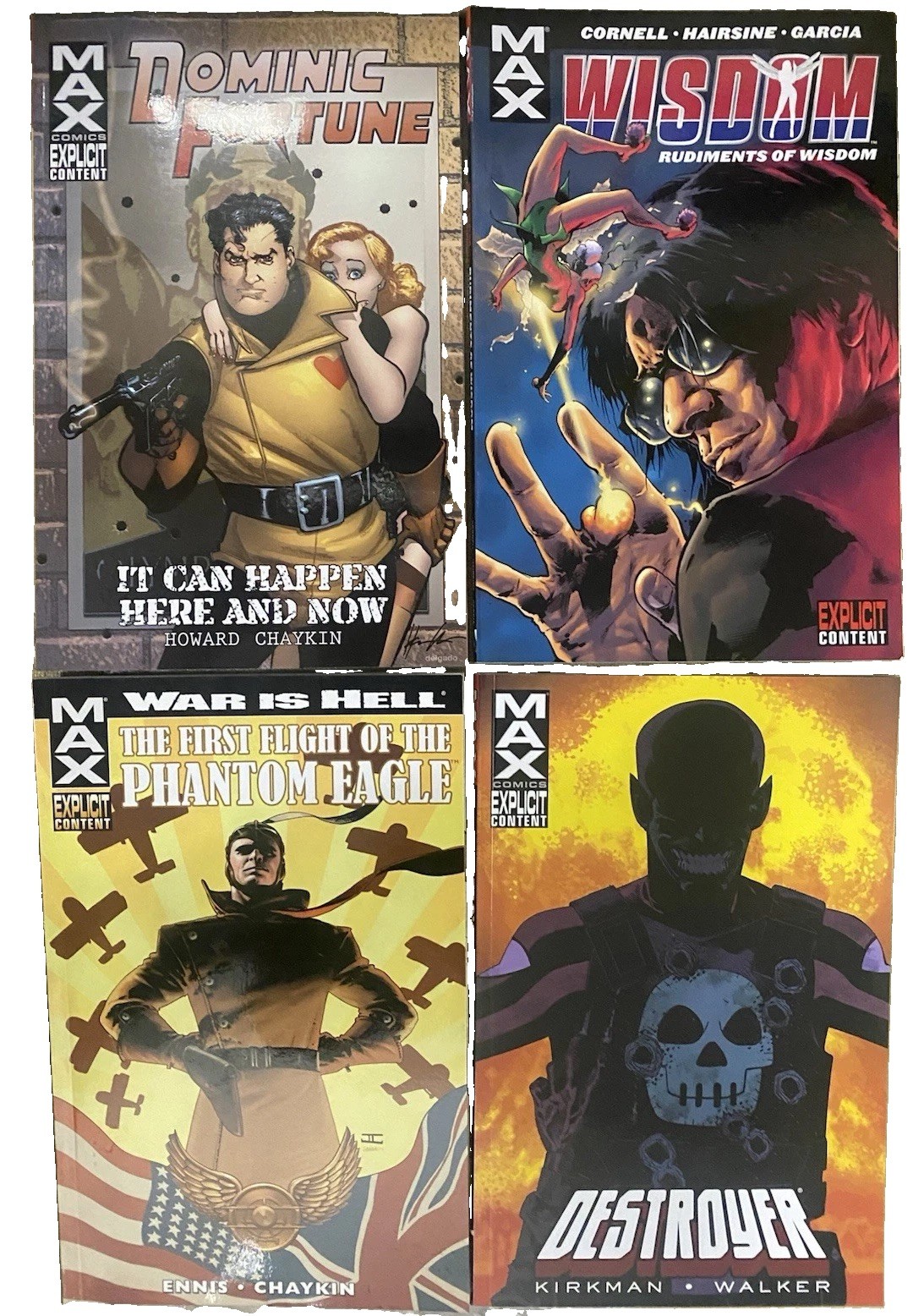Marvel MAX tpb set 4: Phantom Eagle, Wisdom, Dominic Fortune, Destroyer NM OOP