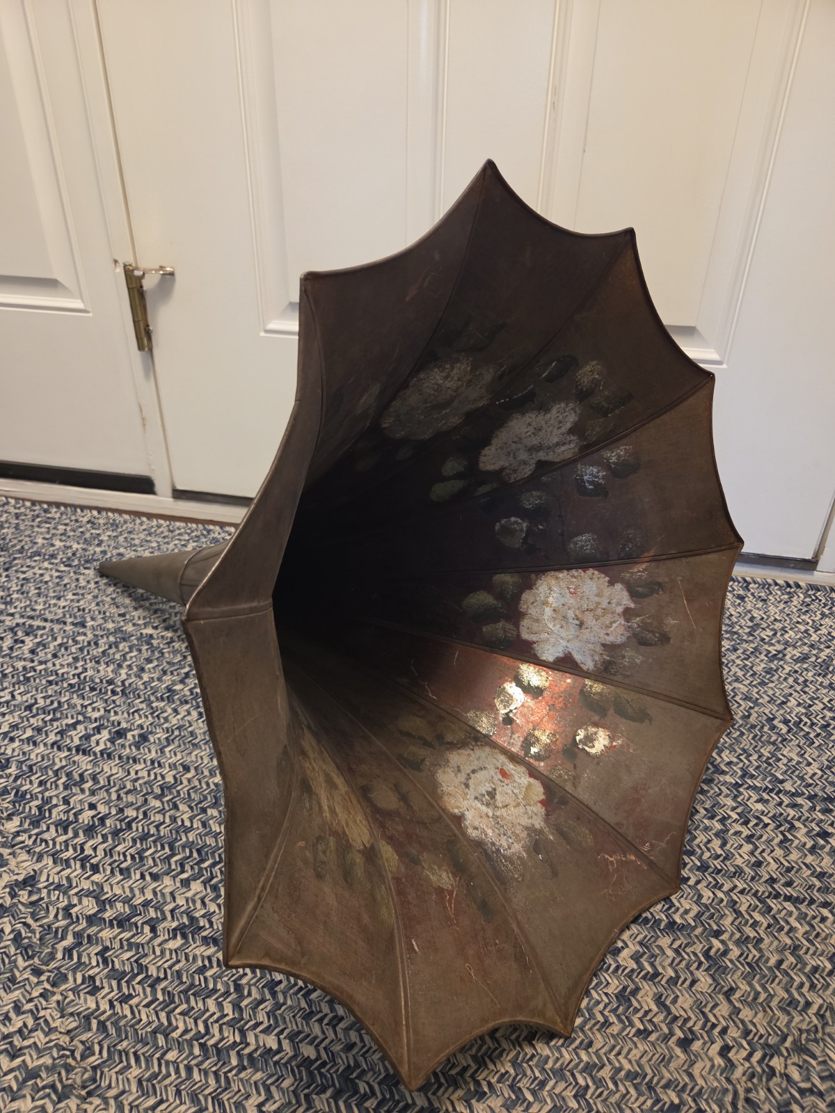 Antique Edison Cylinder Phonograph Morning Glory Horn 21.5