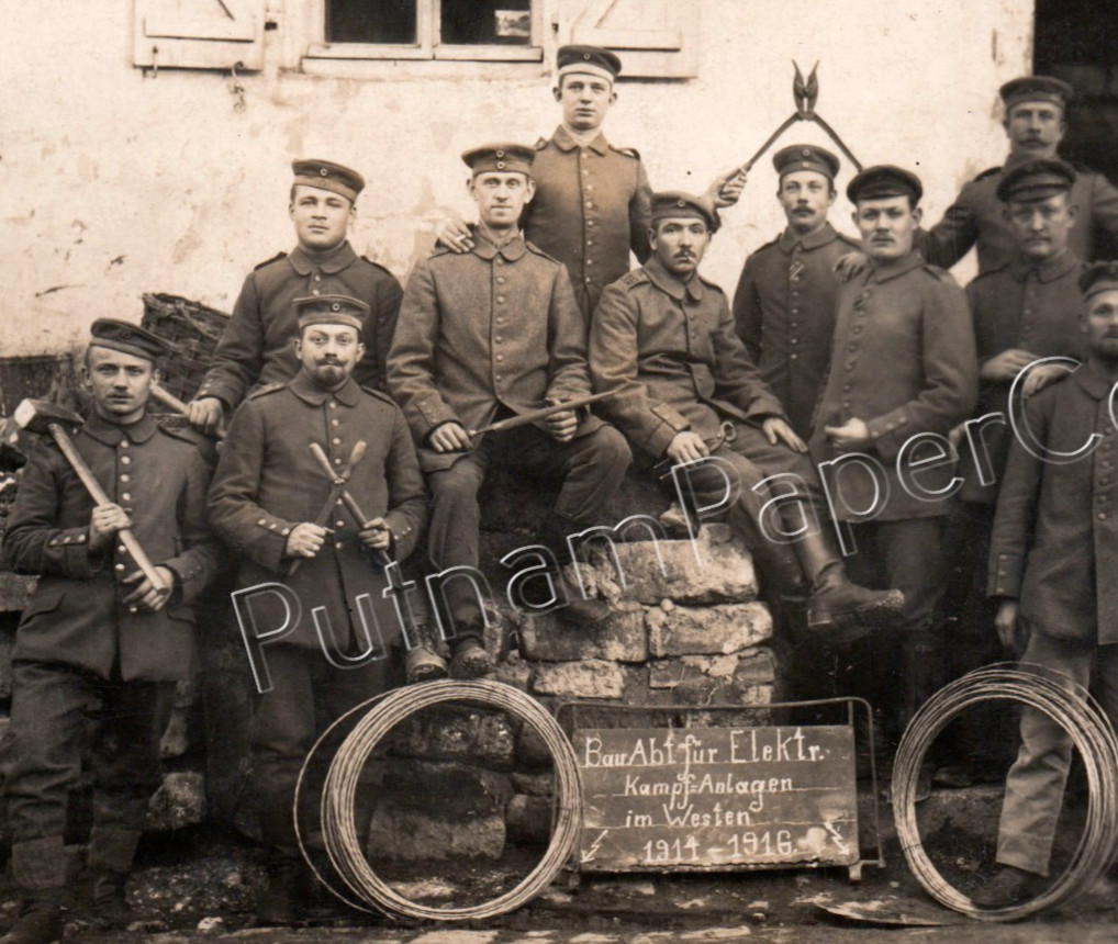 WWI German Soldier Construction Electricians RPPC Real Photo Postcard