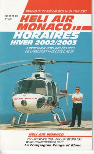 Heli Air Monaco timetable 2002/10/27