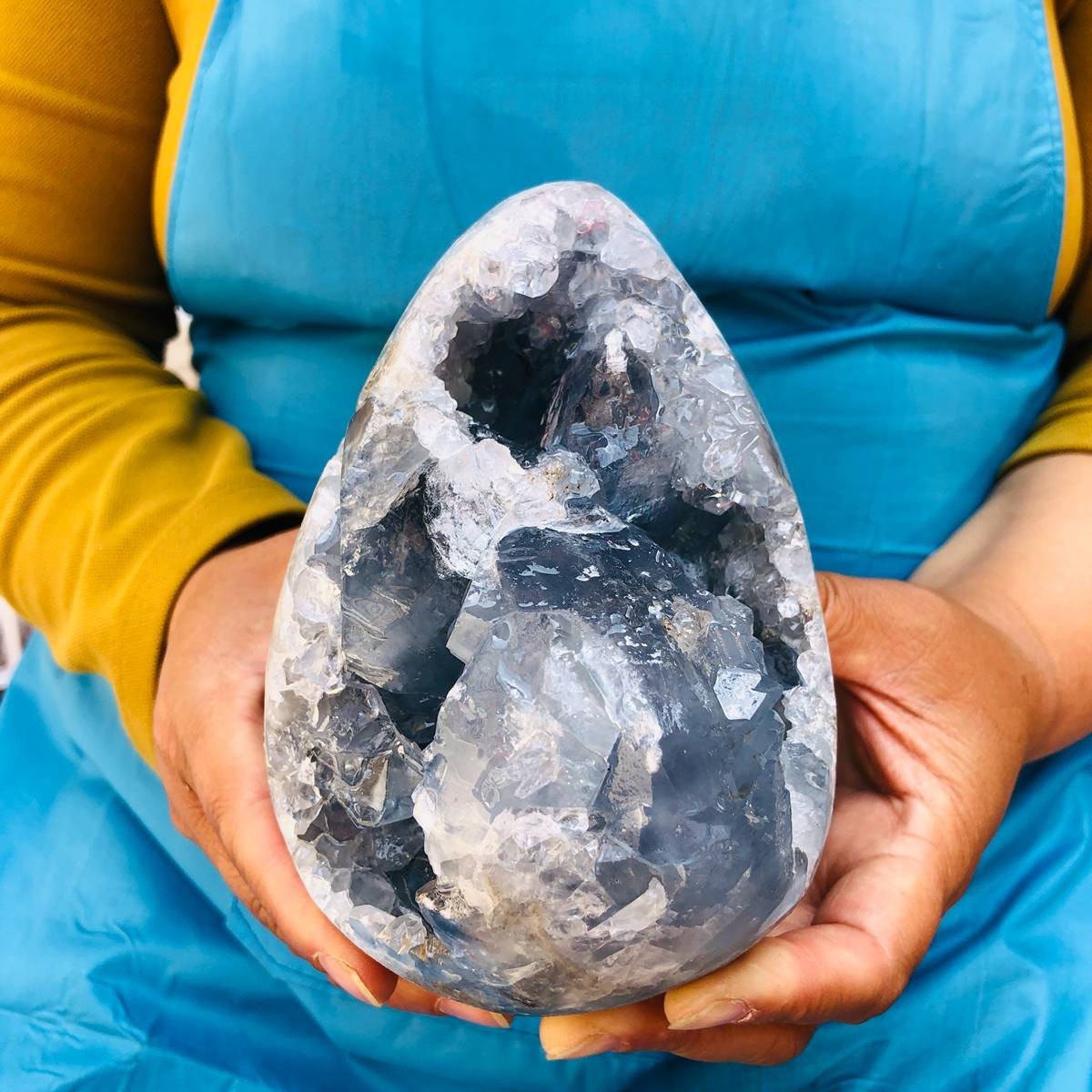 5.06 LB Large Natural Celestite Geode Crystal Cluster Healing Specimen 4491