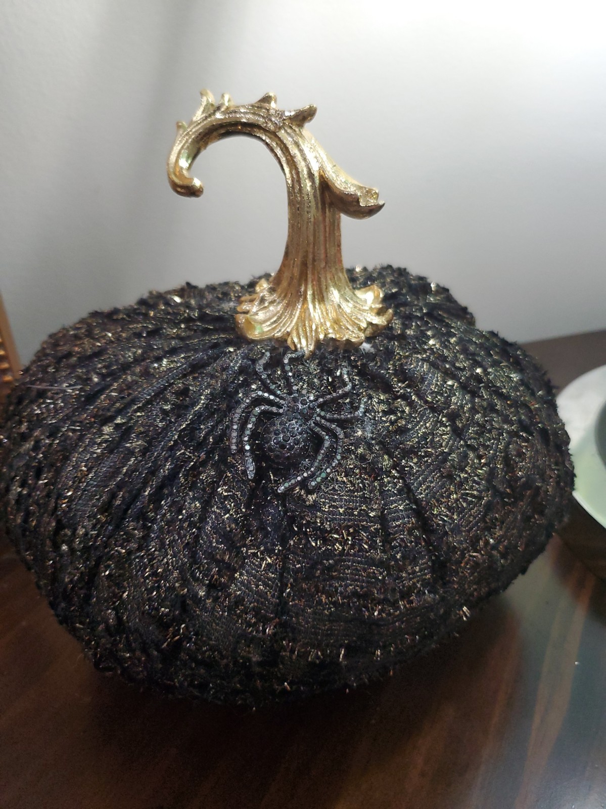 Dark Glamour French Bouclé Tweed Fall Pumpkin Mantel Decor By Gilded Maple 8x8