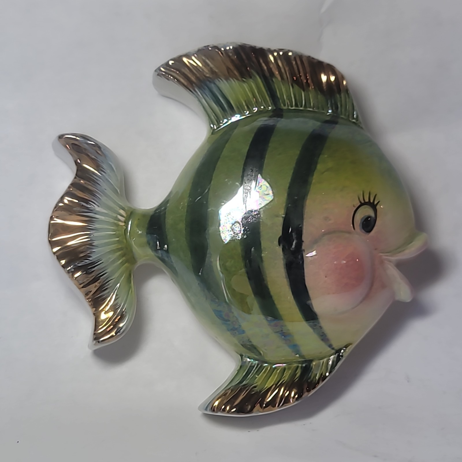 50's Vintage Bradley Pink Ceramic Fish Wall Pocket MCM Kitsch Bathroom Retro Mod
