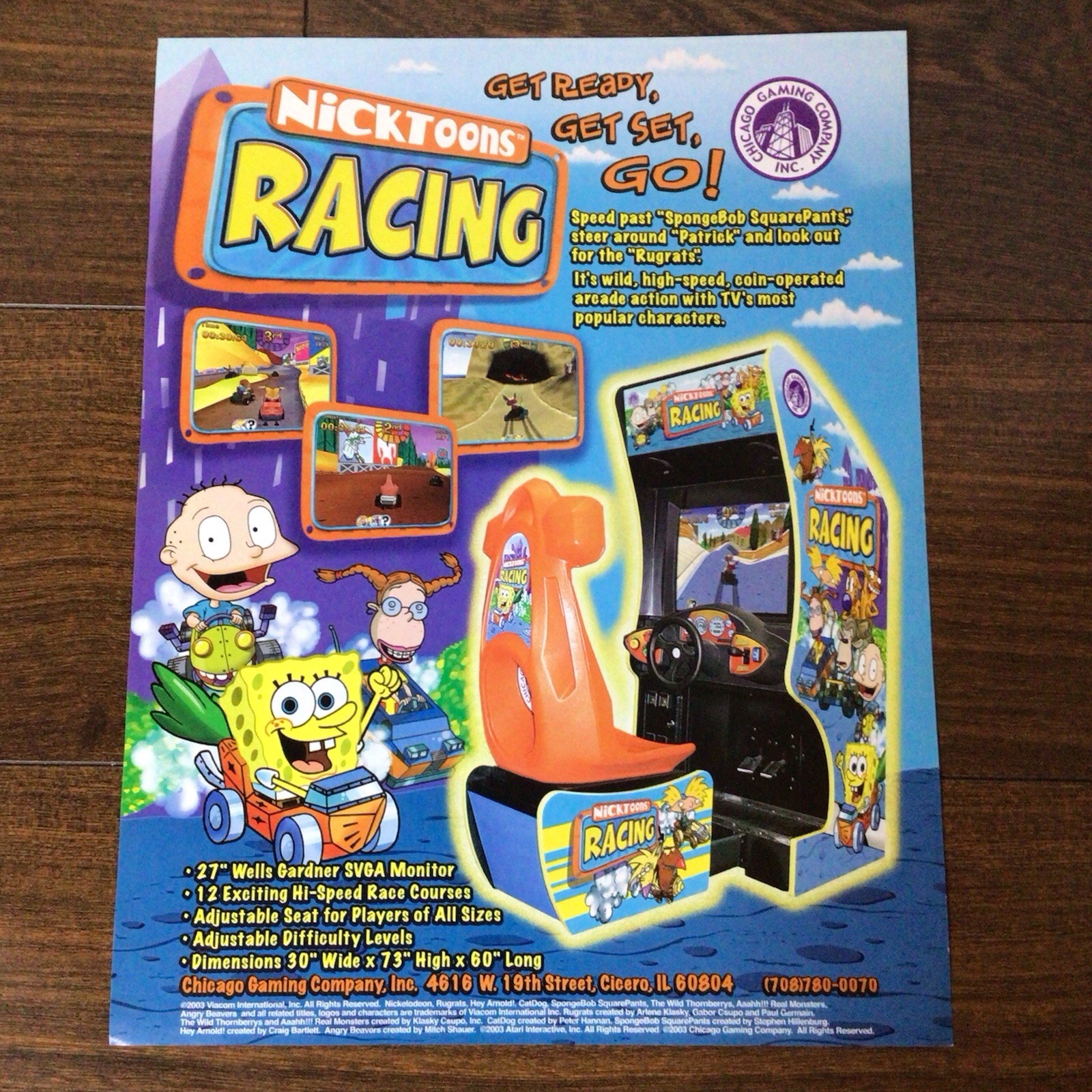 Nicktoons Racing by Chicago Gaming Video Arcade Flyer Brochure Ad Nickelodeon
