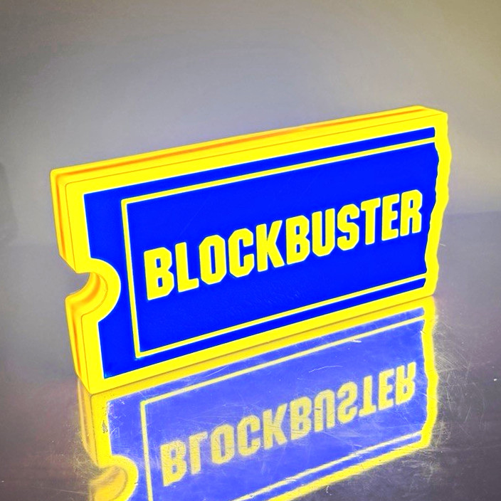 Blockbuster Logo LED Light Sign Blue Yellow USB Powered 5V Plastic