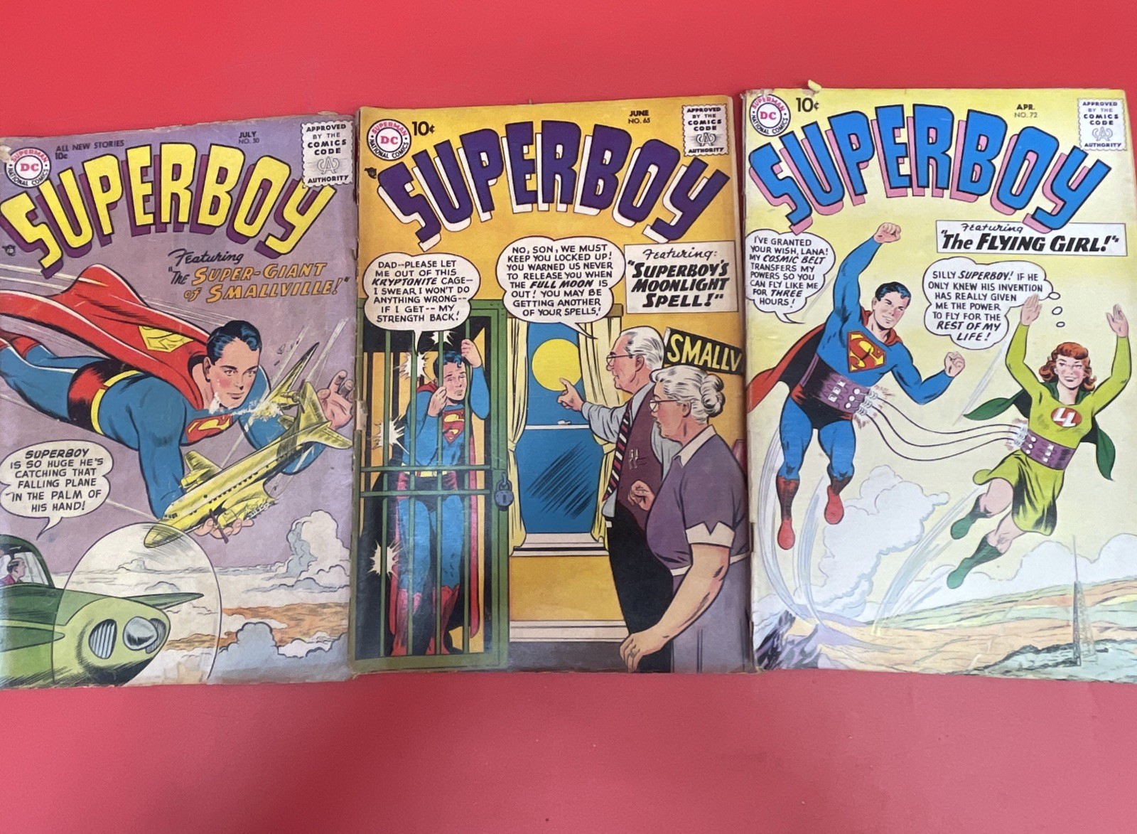 Superboy #50 #65 #72 DC Comics 1956-1959 Silver Age Lot of 3 Vintage Comics (10)
