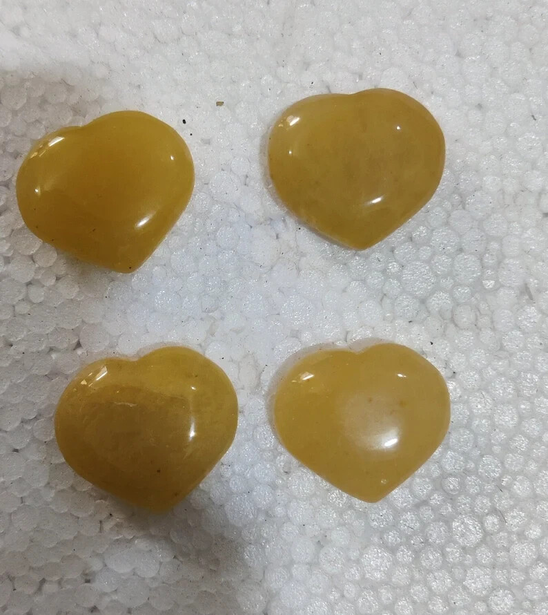 Yellow Aventurine Puffy Heart 25mm Natural Crystal Healing Stone Pocket Mini 1\