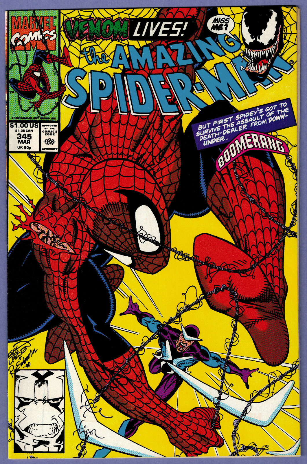 AMAZNG SPIDER-MAN #345 VENOM CLETUS KASADY CARNAGE 1991 BAGLEY LARSEN NM- GLOSSY