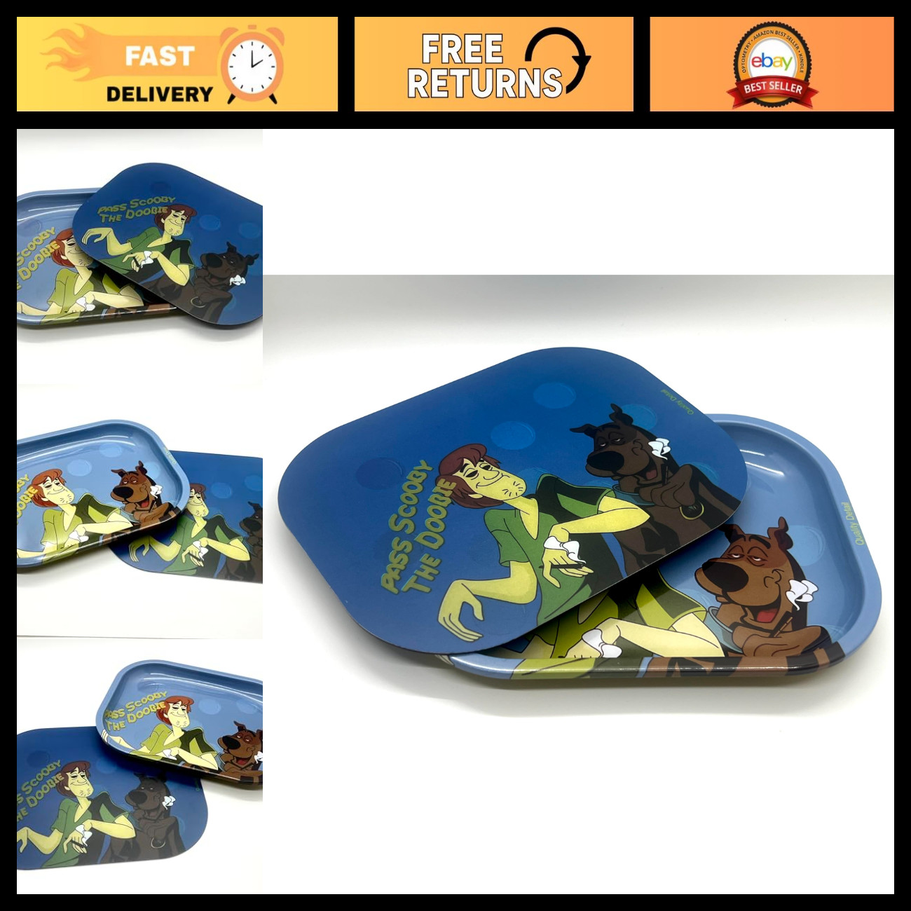 Premium Metal Rolling Tray Set - 5x7 Smell Proof Container with Magnetic Lid, Po