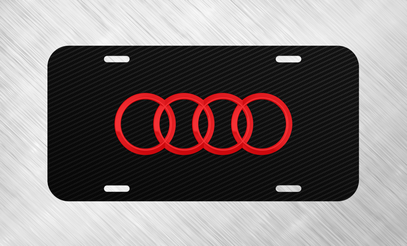 For Audi Red Rings TT A4 A6 S5 License Plate Auto Car Tag  