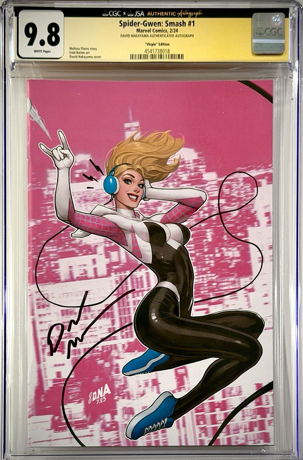 Spider-Gwen: Smash #1 - CGC SS 9.8 Signed by David Nakayama - Virgin Variant JSA