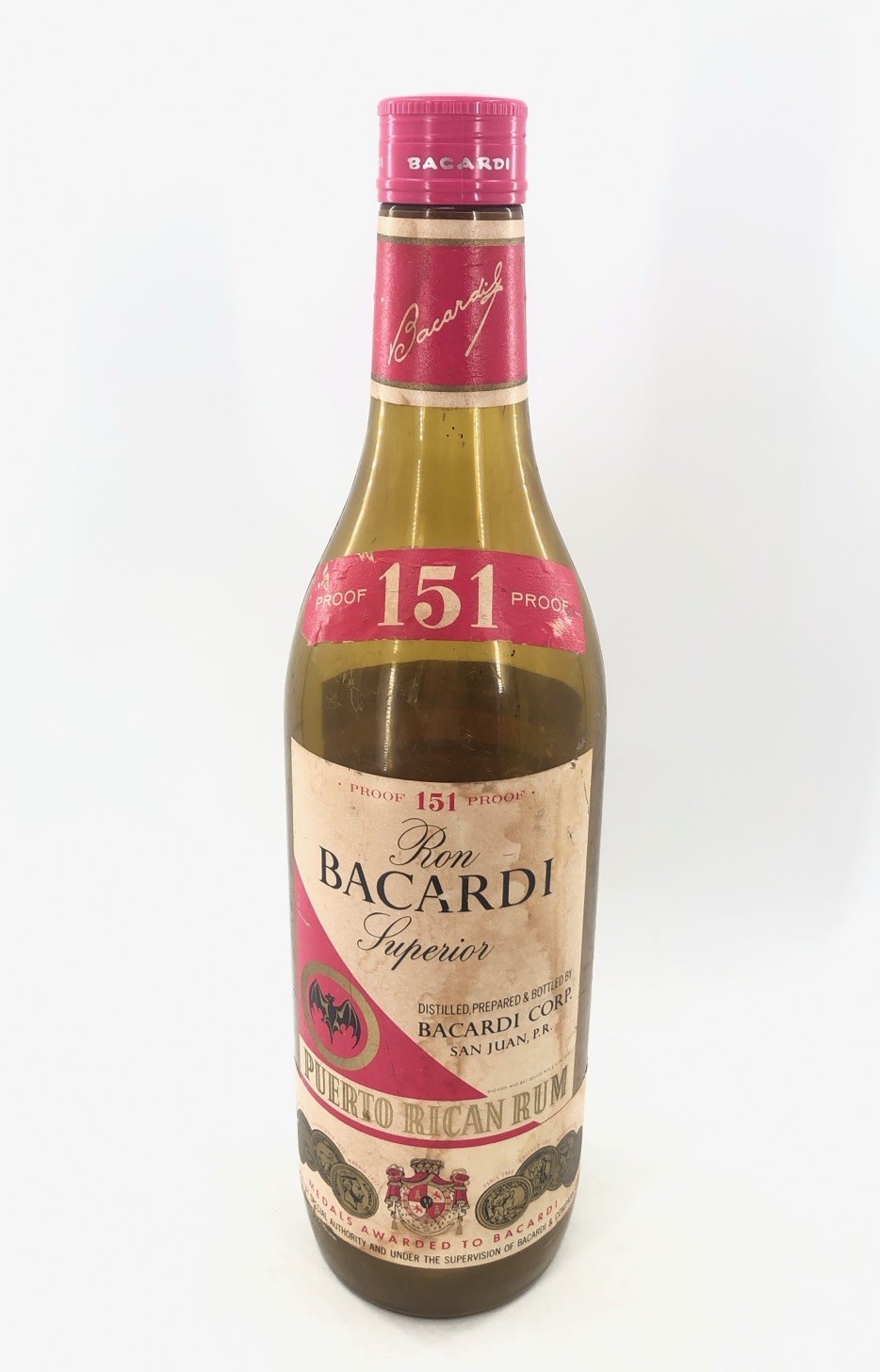 Ron Bacardi Superior 151 Rum Pink 2ft Coin Bank Vintage Store Display Bottle