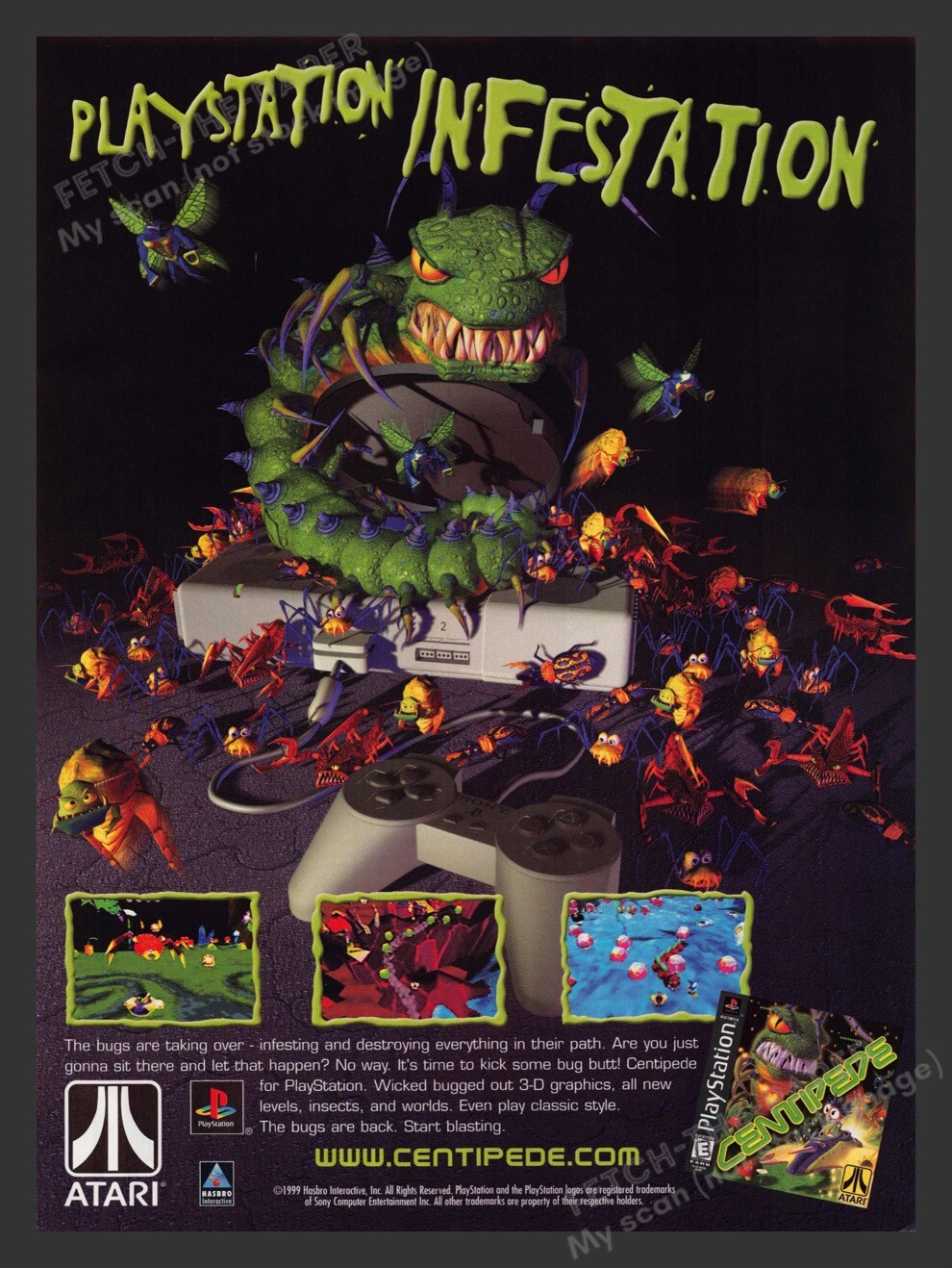 Centipede Playstation Infestation 1990s Video Game Print Advertisement 1999