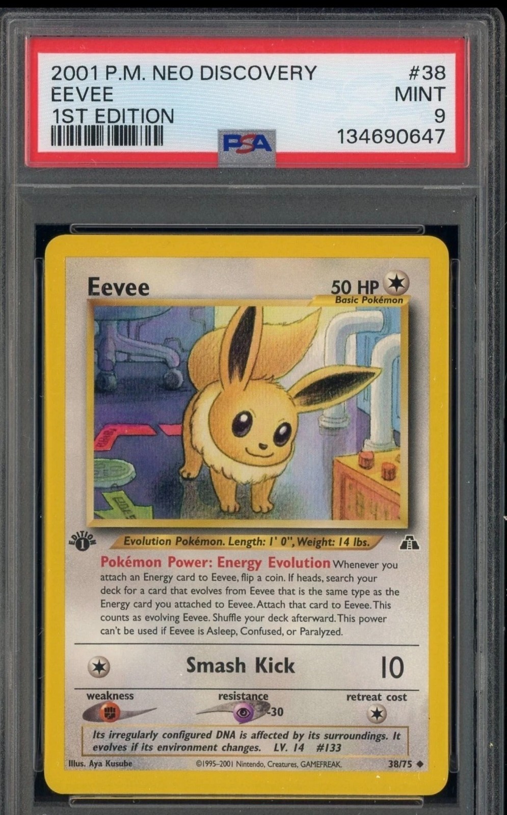 2001 Pokemon Neo Discovery 1st Edition #38 Eevee PSA 9 MINT