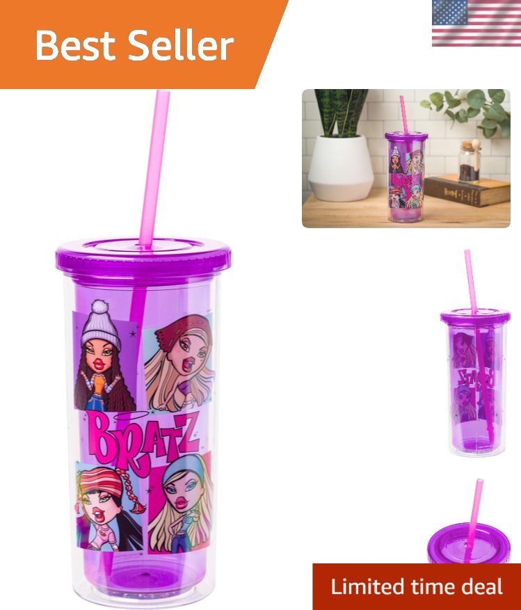 Official 20oz Bratz Cold Cup with Glamorous Grid Design - Perfect Gift for Fans