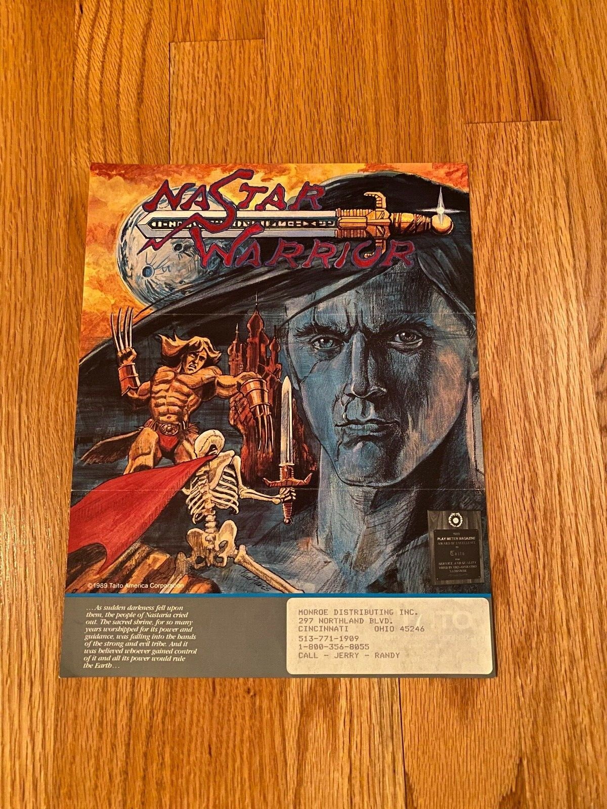 Taito Nastar Warrior Video Arcade Game Flyer, 1988 NOS