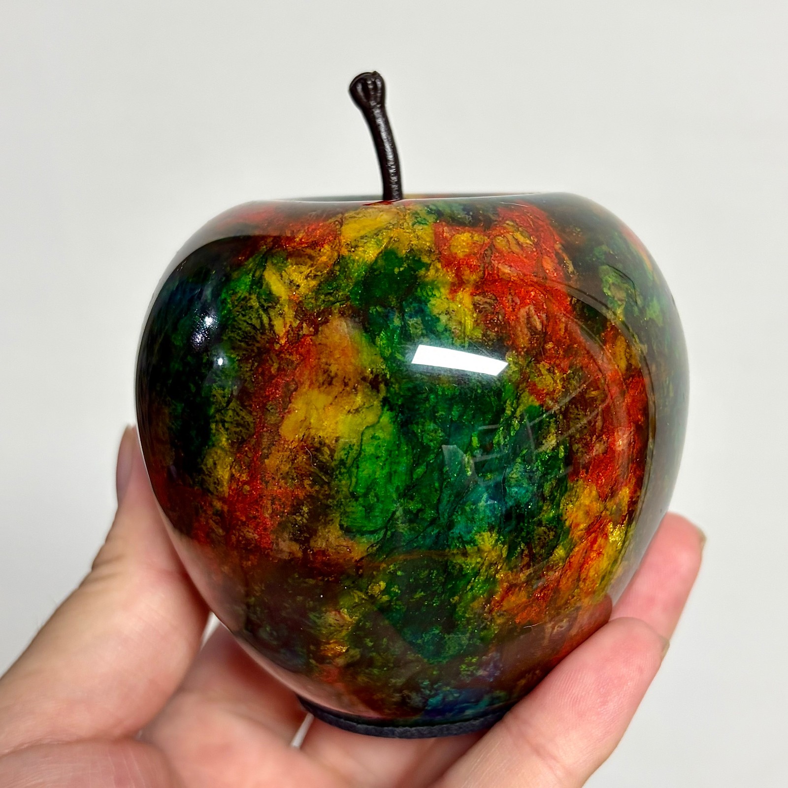 Natural Taiwan Seven Color Jade Apple Polished Crystal Decor Collectible Gift