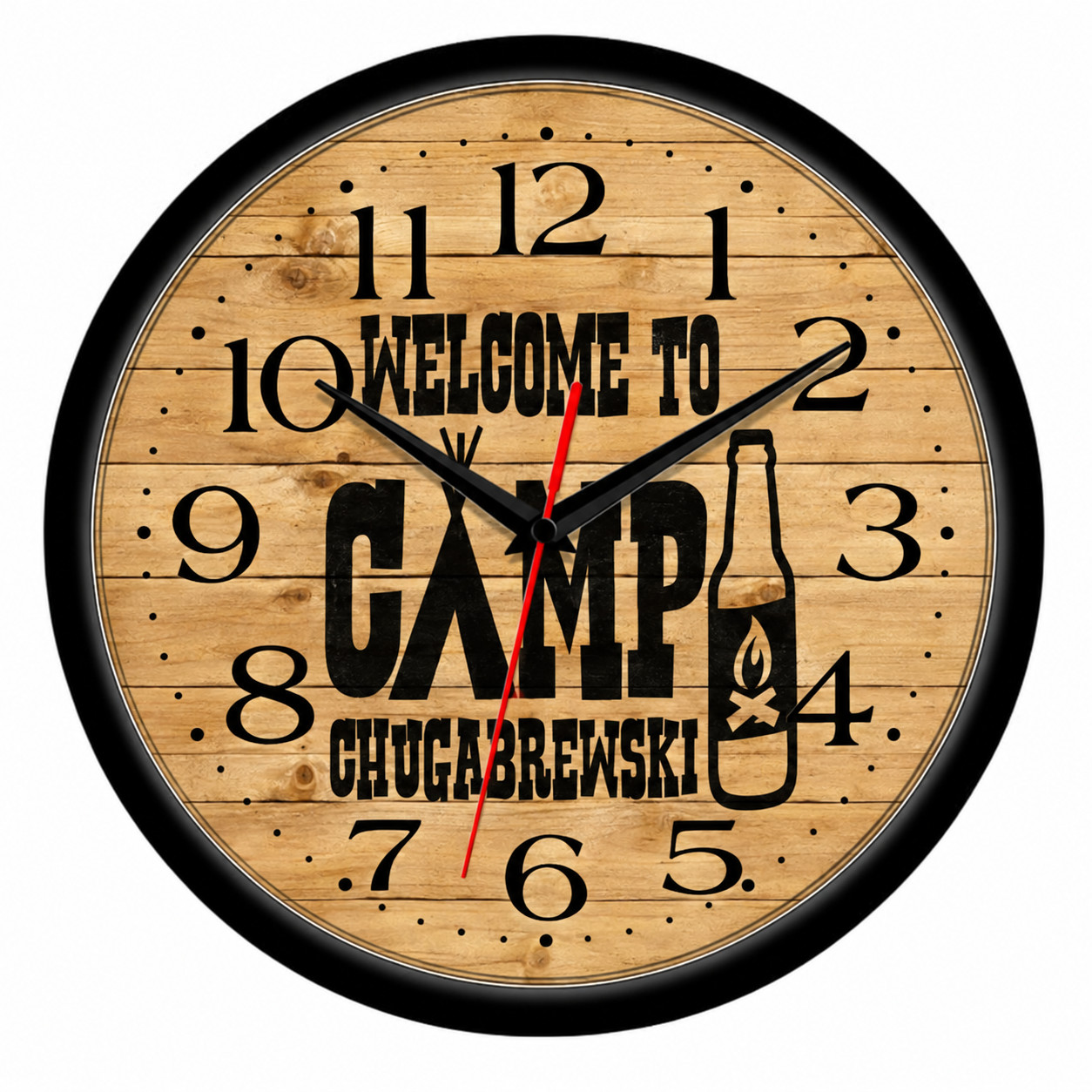 Welcome to Camp Chugabrewski 10 Inch Wall Clock  Funny Camping Bar Decor