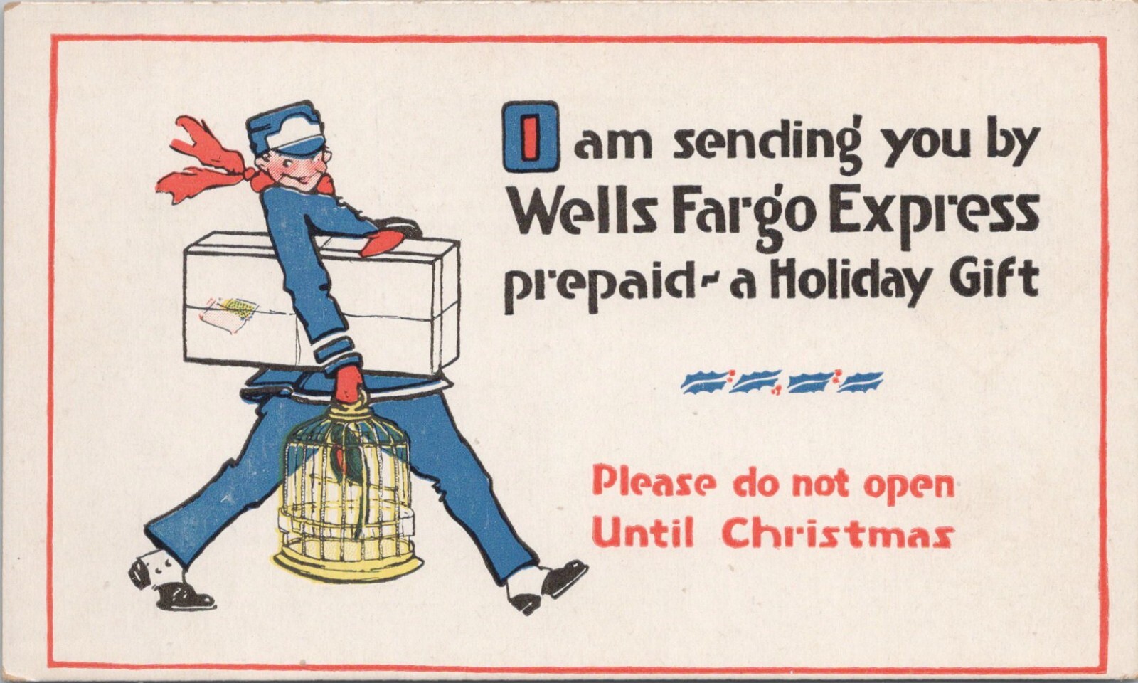 Advertising PC Wells Fargo Express Pre-Paid Christmas Gifts early 1900s