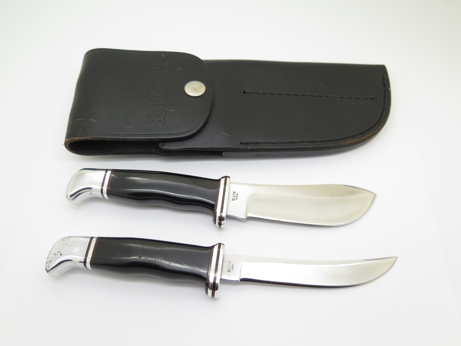 Vtg 2 Liner 1967-72 Buck 115 Twin Set 103 118 Fixed Blade Hunting Knife (#6052)
