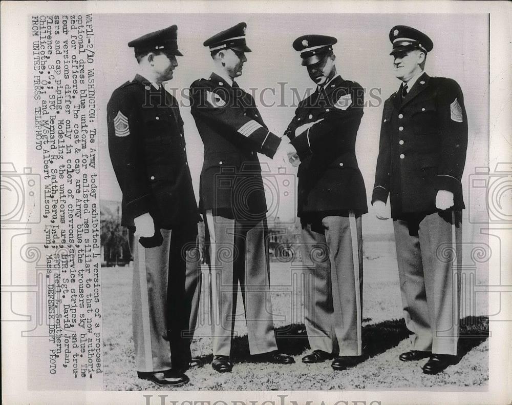 1953 Press Photo Modeling Army uniforms are Sgt. David Jordan, SFC Bernard H.