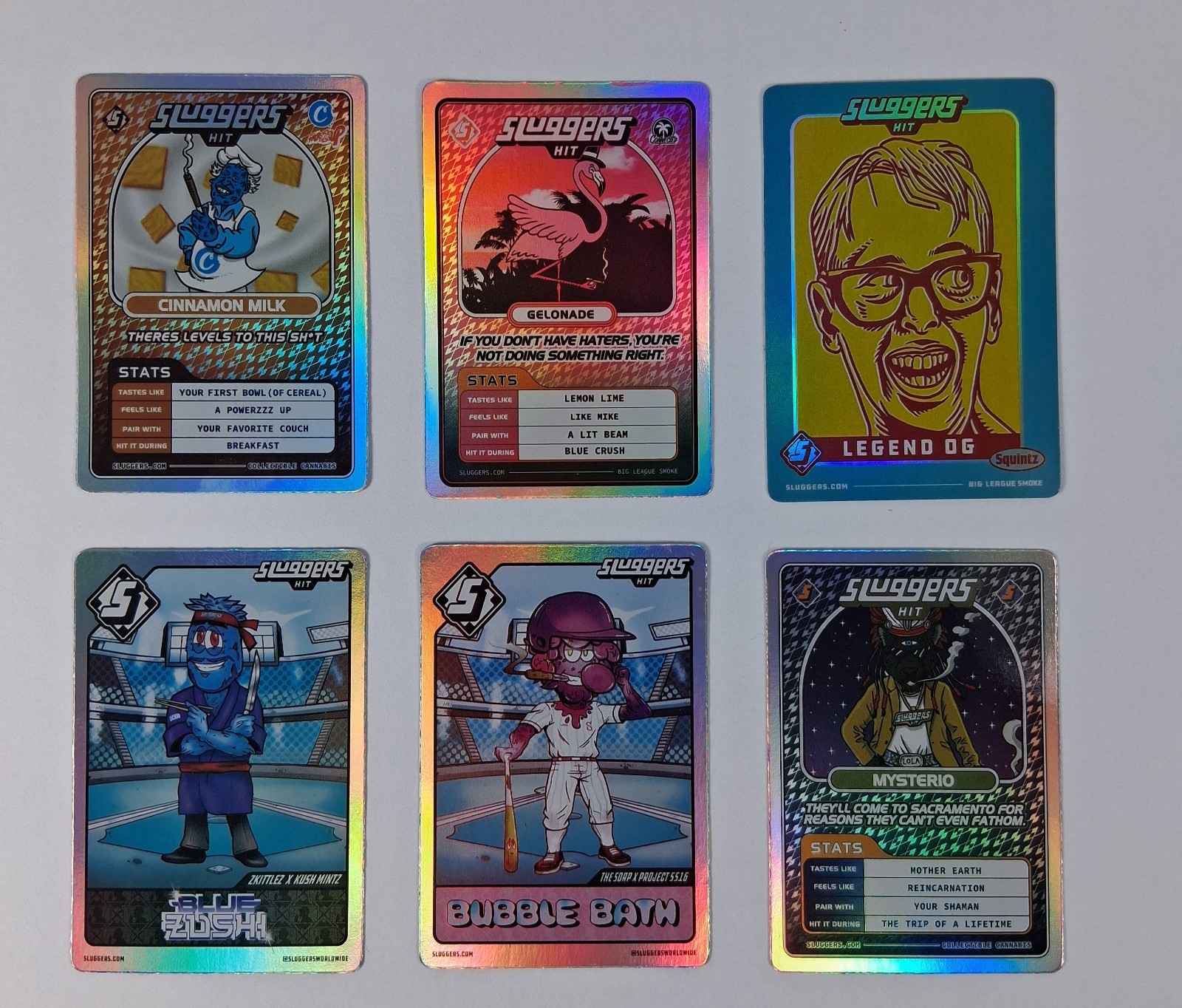 Sluggers Hit Trading Card Lot 6 Holographic Legend OG Blue Zushi Mysterio Foil
