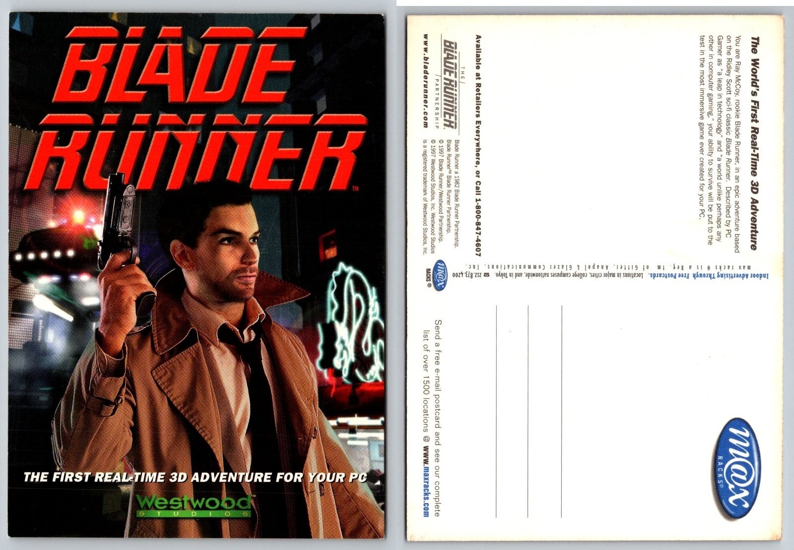 Continental Blade Runner PC Video Game Advertising Westwood Studios Postcard