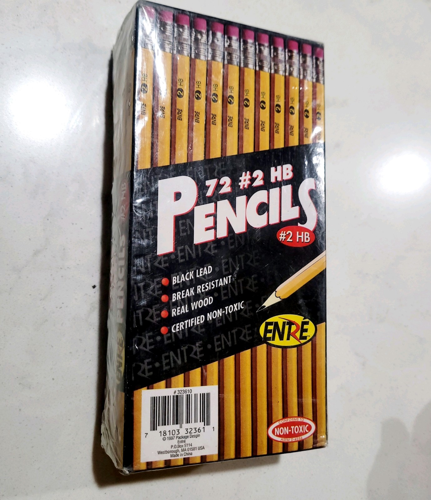 NEW 1997 Entre Pencils Black Lead Real Wood #2 Factory Sealed Non Toxic Vintage