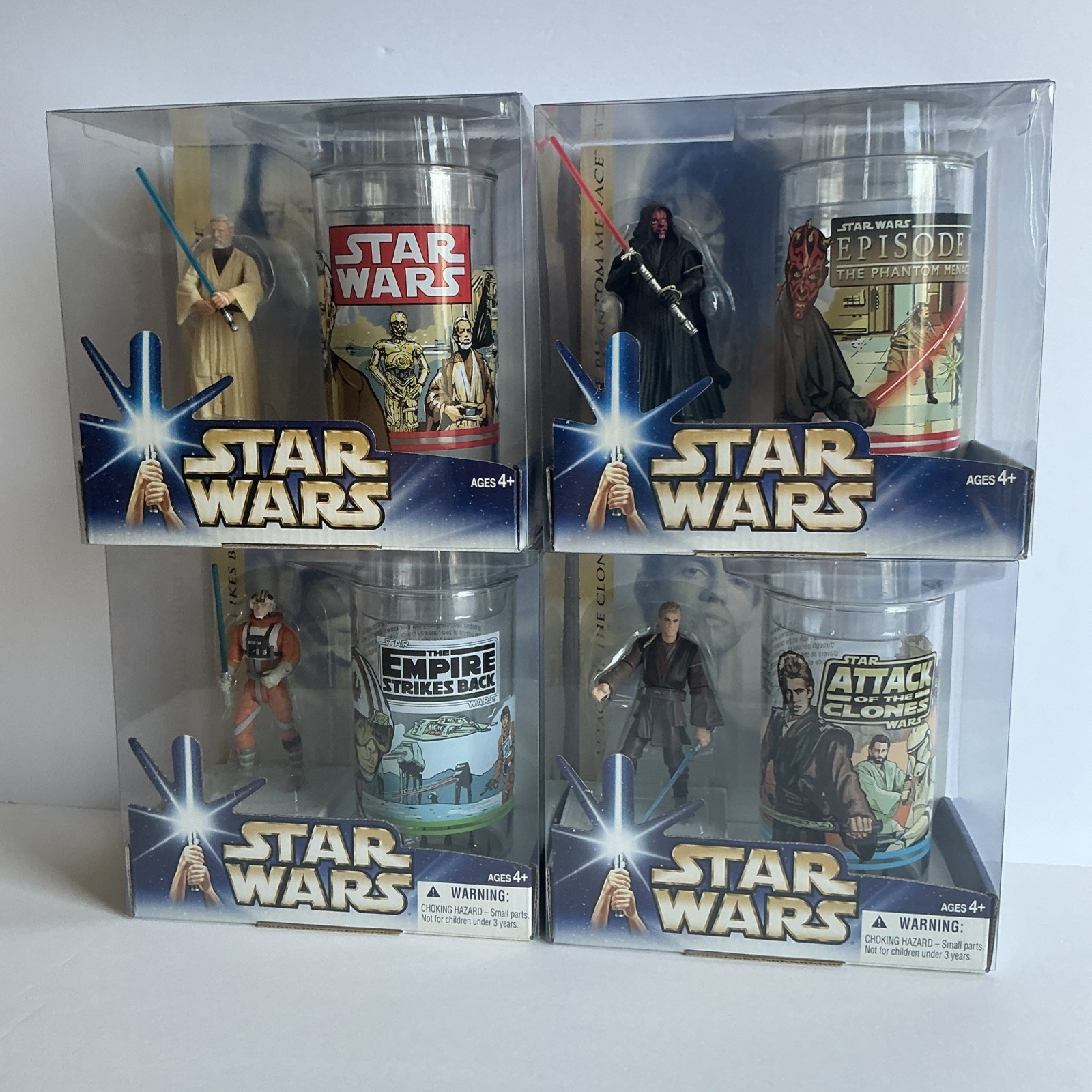 Vintage 2003 Star Wars Hasbro Collectible Figure and Cup Sets Lot of 4 Sealed