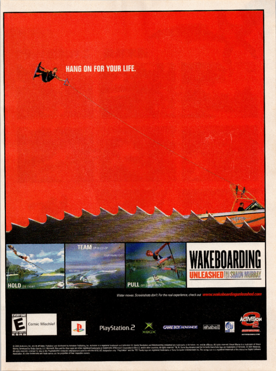Activision Wakeboarding Unleashed Shaun Murray Magazine Ad Print 2003 Red