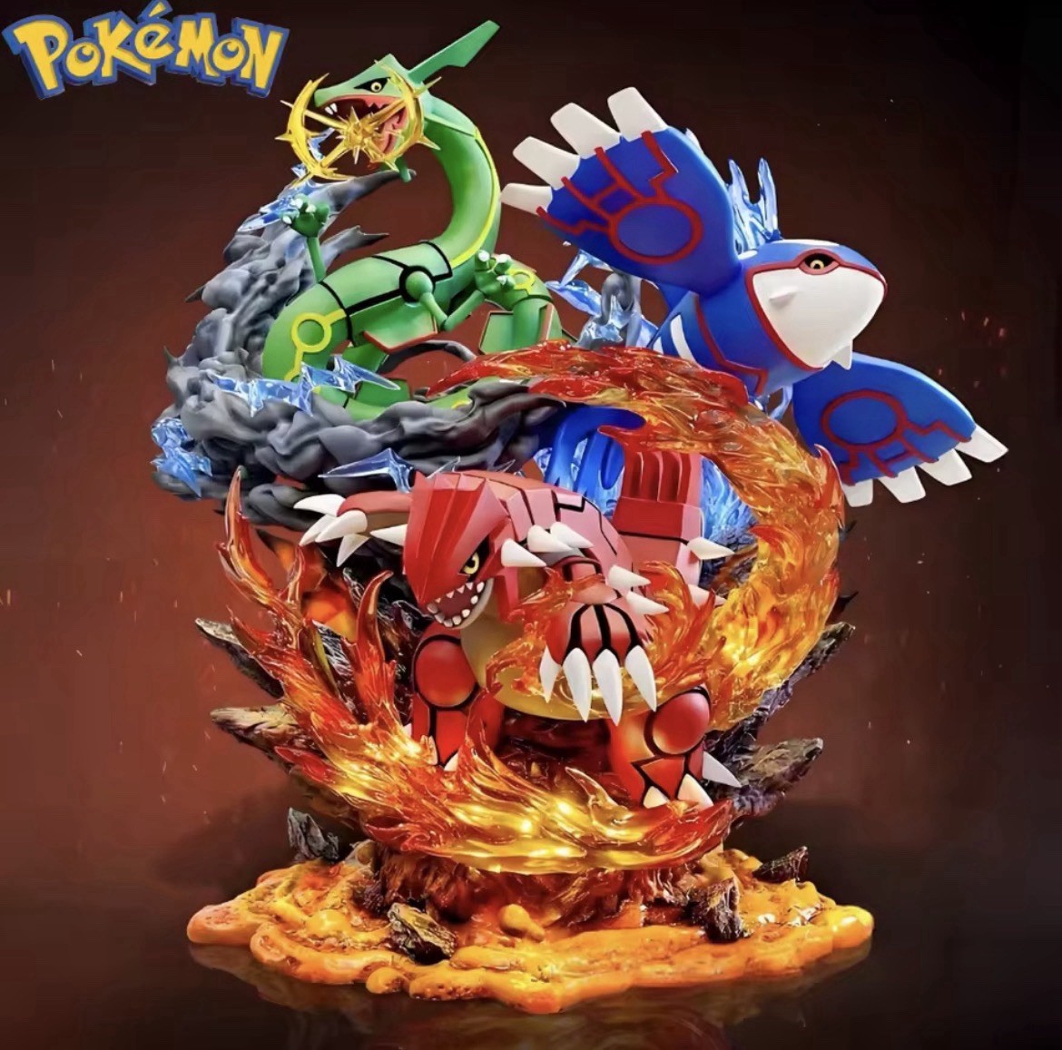 Pokemon Groudon Kyogre Rayquaza Figure 35cm PVC Legendary Statue GK Fast Ship