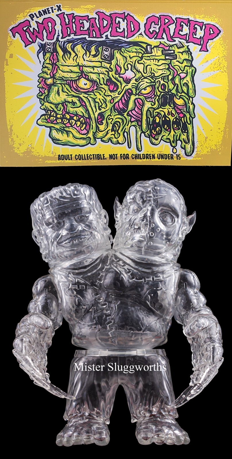 Japan Planet X Asia Clear Frankie Freddy Two Head Creep Sofubi Kaiju Soft Vinyl