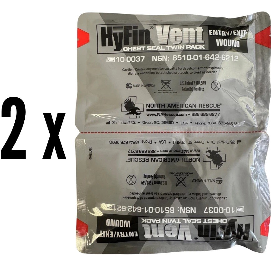 2 Twin Packs – HyFin® Vent Compact Chest Seal (4 Seals Total) | for Pneumothorax