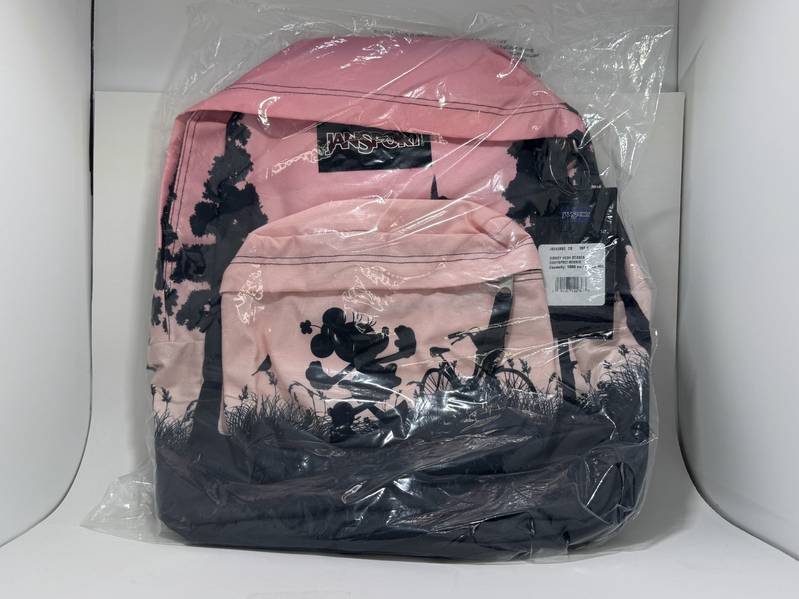 Jansport Minnie Mouse Silhouette Disney Black/Pink Backpack JS0A3BB2 NWT plastic